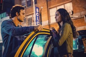 Characters played by Ryan Guzman and Chelsea Gilligan fall in love in “Windows on the World.”